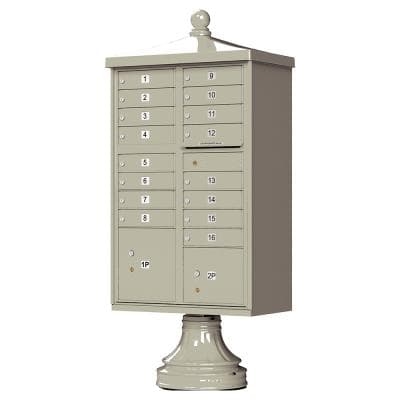 Traditional Decorative 16 Tenant Door Cluster Box Unit